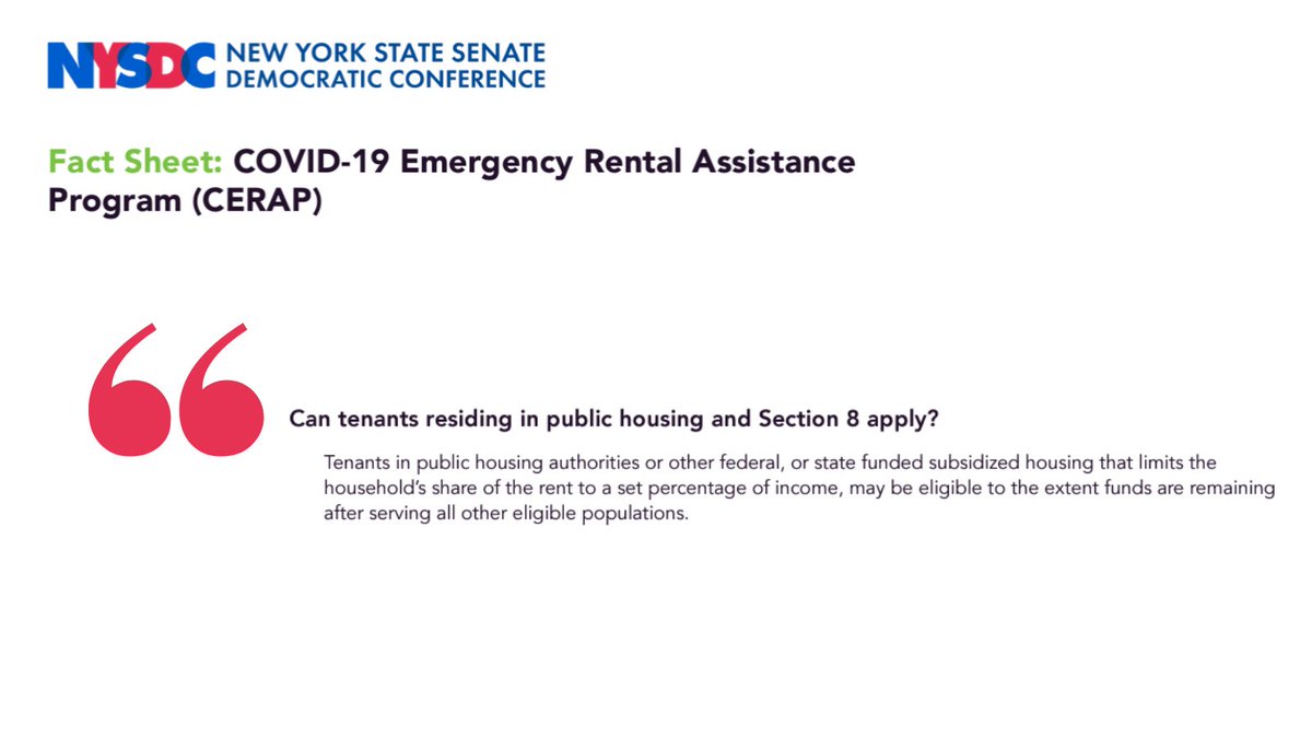 🧵1/9 NY is the only state to ignore #publichousing in its ERAP program. Other states prioritized those most impacted by the pandemic. Many #publichousing residents were confused about whether they could apply for ERAP due to language <a href="/NYSenDems/">NYS Senate Democrats</a> and <a href="/NYSA_Majority/">NY Assembly Majority</a> wrote.