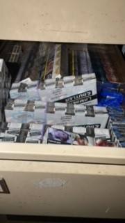 MerPolWirral's tweet photo. Op Remove officers in partnership with our colleagues @wirraltsd @Wagtailuk_dogs conducted a number of visits to premises across #Wirral following concerns raised by the community. Officers seized large quantities of illegal tobacco &amp; vapes #YouSayWeDo. #Billythespaniel #together https://t.co/fO5ll5p8TO