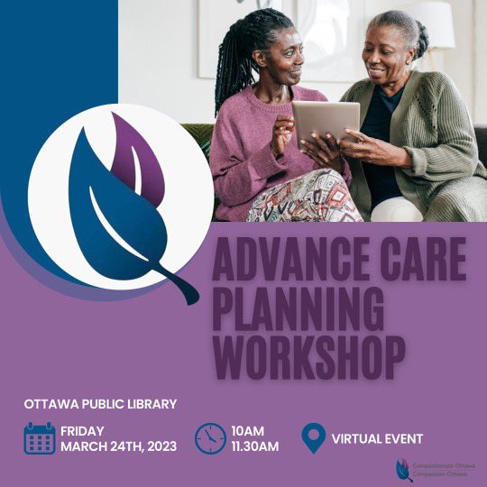 Join us tomorrow for a virtual Advance Care Planning Workshop with @opl_bpo 
eventbrite.ca/e/conversation…
#workshop #ottawa #advancecareplanning