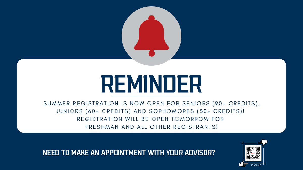 utcommunication's tweet photo. Summer Registration now open for Seniors, Juniors and Sophomores! Tomorrow it's open for EVERYONE! Have a great rest of your week! https://t.co/VrylKhOQtE