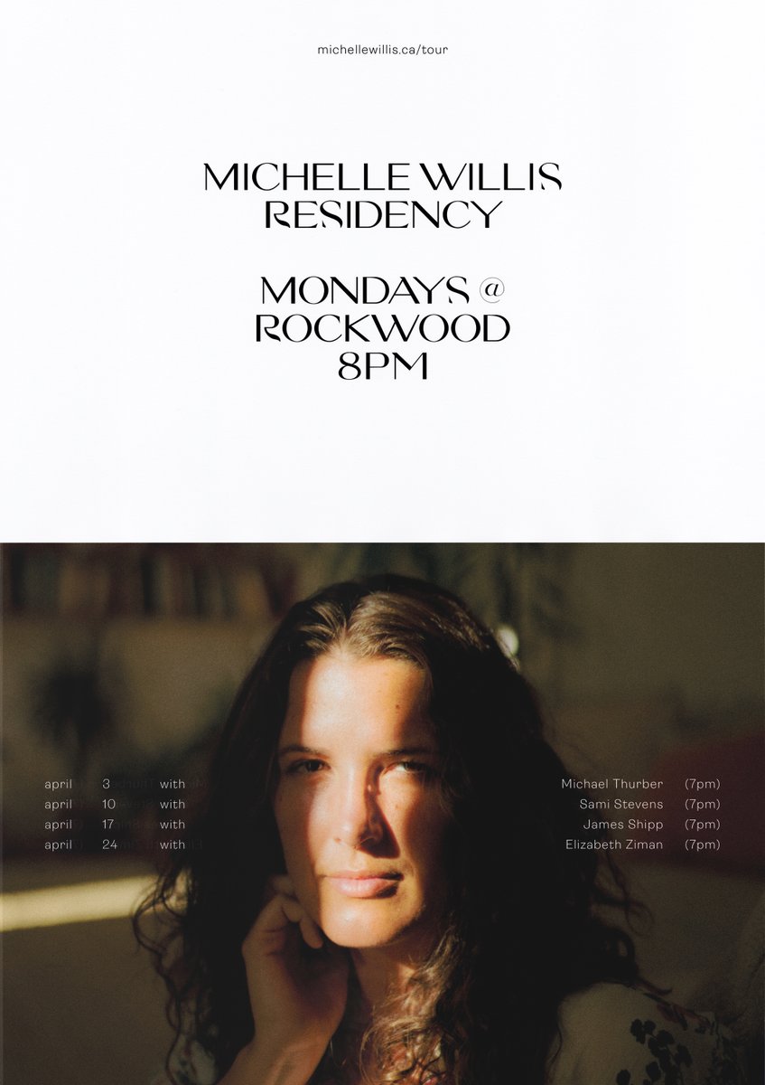 Michelle Willis (@boutwillismusic) on Twitter photo Can't wait. Mondays in April <a href="/RockwoodNYC/">Rockwood Music Hall</a>, each week Iβll be following a fave writer in the city, and we mayyyy even do a wily tune together. #MichaelThurber, #SamiStevens, <a href="/jamesshippmusic/">James Shipp</a> + <a href="/thecatapult/">E. and the Catapult</a>
Visit michellewillis.ca/tour for info Can't wait. Mondays in April <a href="/RockwoodNYC/">Rockwood Music Hall</a>, each week Iβll be following a fave writer in the city, and we mayyyy even do a wily tune together. #MichaelThurber, #SamiStevens, <a href="/jamesshippmusic/">James Shipp</a> + <a href="/thecatapult/">E. and the Catapult</a>
Visit michellewillis.ca/tour for info