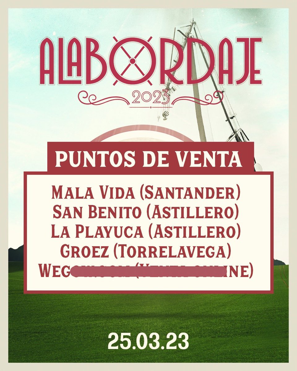 ⚠️ ¡VENTA ONLINE AGOTADA! Gracias a todos los que habéis comprado vuestra entrada a través de <a href="/wegowES/">wegowes</a>. Confirmado que tendremos buena fiesta el sábado. Sigue la venta en:

🎟️ Mala Vida (Santander)
🎟️ Groez (Torrelavega)
🎟️ San Benito (Astillero)
🎟️ La Playuca (Astillero)