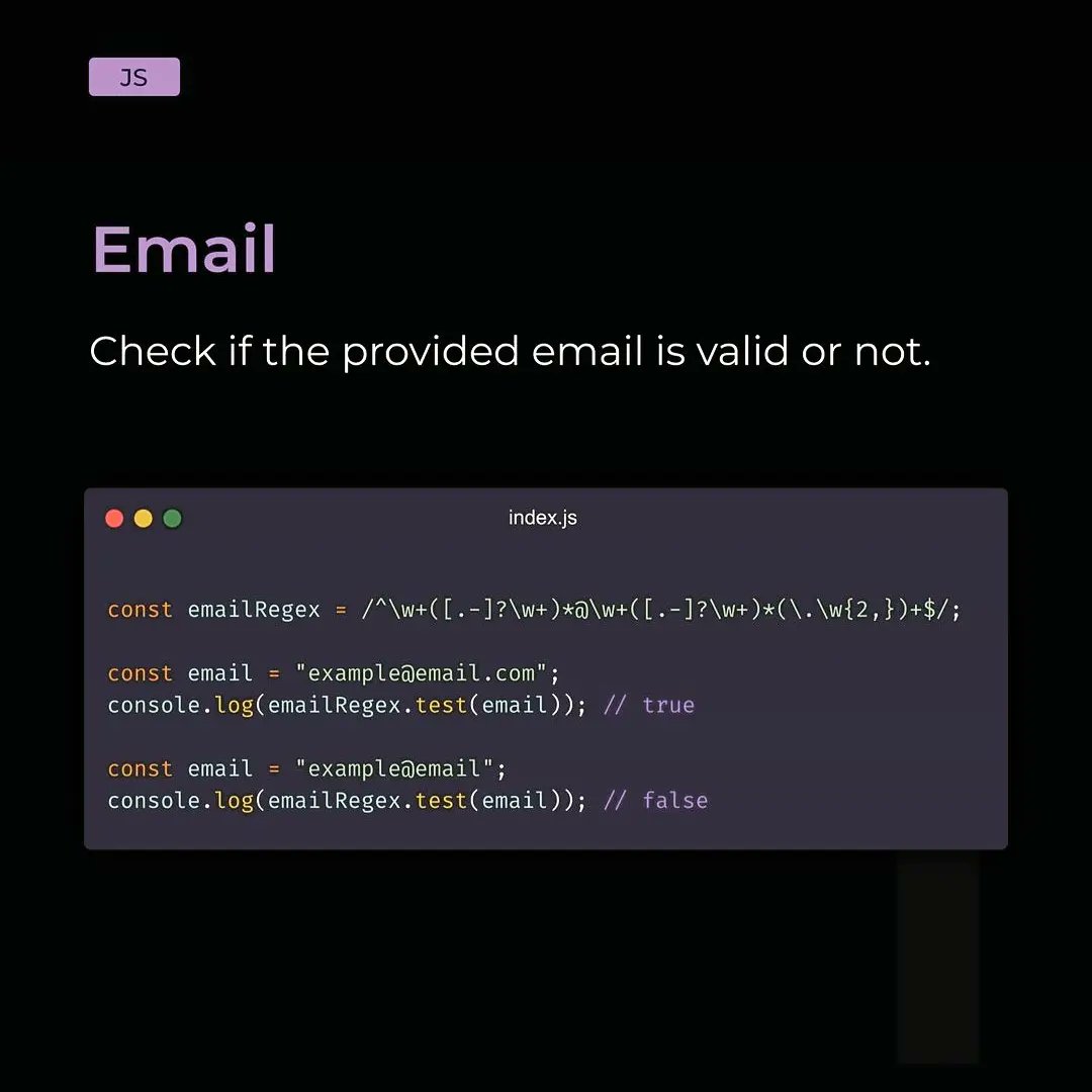 Atiqu55's tweet image. 5 Useful Regex tips you can use it into your project || JavaScript tips
-
-
-
Follow:@javascriptcoding
-
-
-
#javascripttutorial #javascriptcoding #regex #Reactjs #coding #nodejs