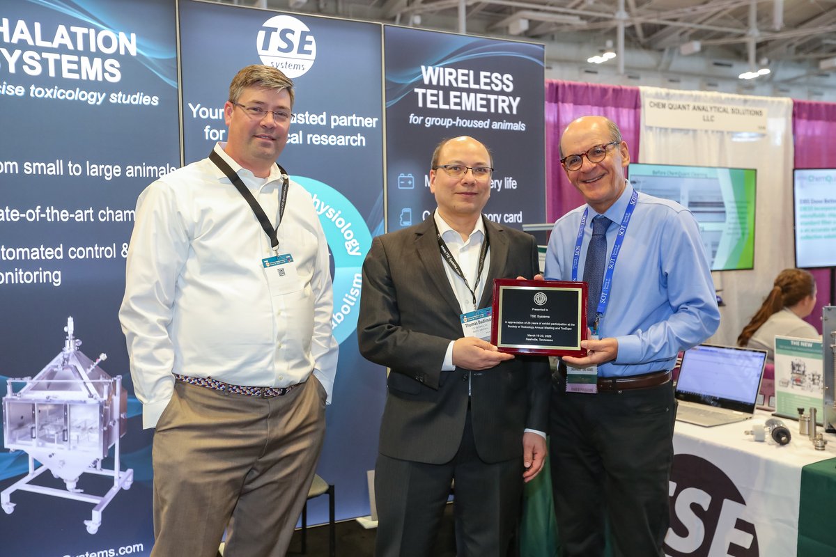 TSESystems's tweet photo. We are proud to announce that TSE has been awarded a prize in recognition of our 25 years of exhibiting at the SOT Annual meeting. It's truly an honor to be able to connect with peers in the field of toxicology and share our innovations with the community. #TSESystems #SOT https://t.co/3ympZ9YCa8