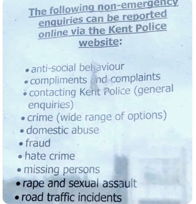 thecrimeanalyst's tweet photo. 🧵 Domestic abuse, missing persons, rape - non emergency enquiries?What is wrong with you @kent_police? In the same week Baroness Casey publishes her disturbing review highlighting women being failed &amp; in the wake of all the murders of women by men &amp; https://t.co/7eT5ZDy22s