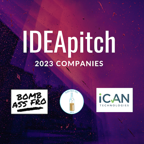 TheIdeaVillage's tweet photo. We’re excited to announce the 3 #IDEApitch startups competing this year will be Glass half full, @iCANTechLLC & @bombassfro.
Each of these companies are set to revolutionize their respective industries! Witness these leading #VILLAGEx23 startups pitch @helloNOEW on 3/31. https://t.co/rfPhuys4uI