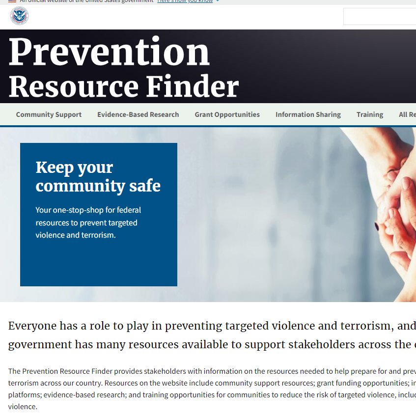 Today <a href="/DHSgov/">Homeland Security</a>  launched a website today to assist state &amp; local partners to steer individual off the pathway to terrorism and radicalization. Check out their Prevention Resource Finder here dhs.gov/prevention