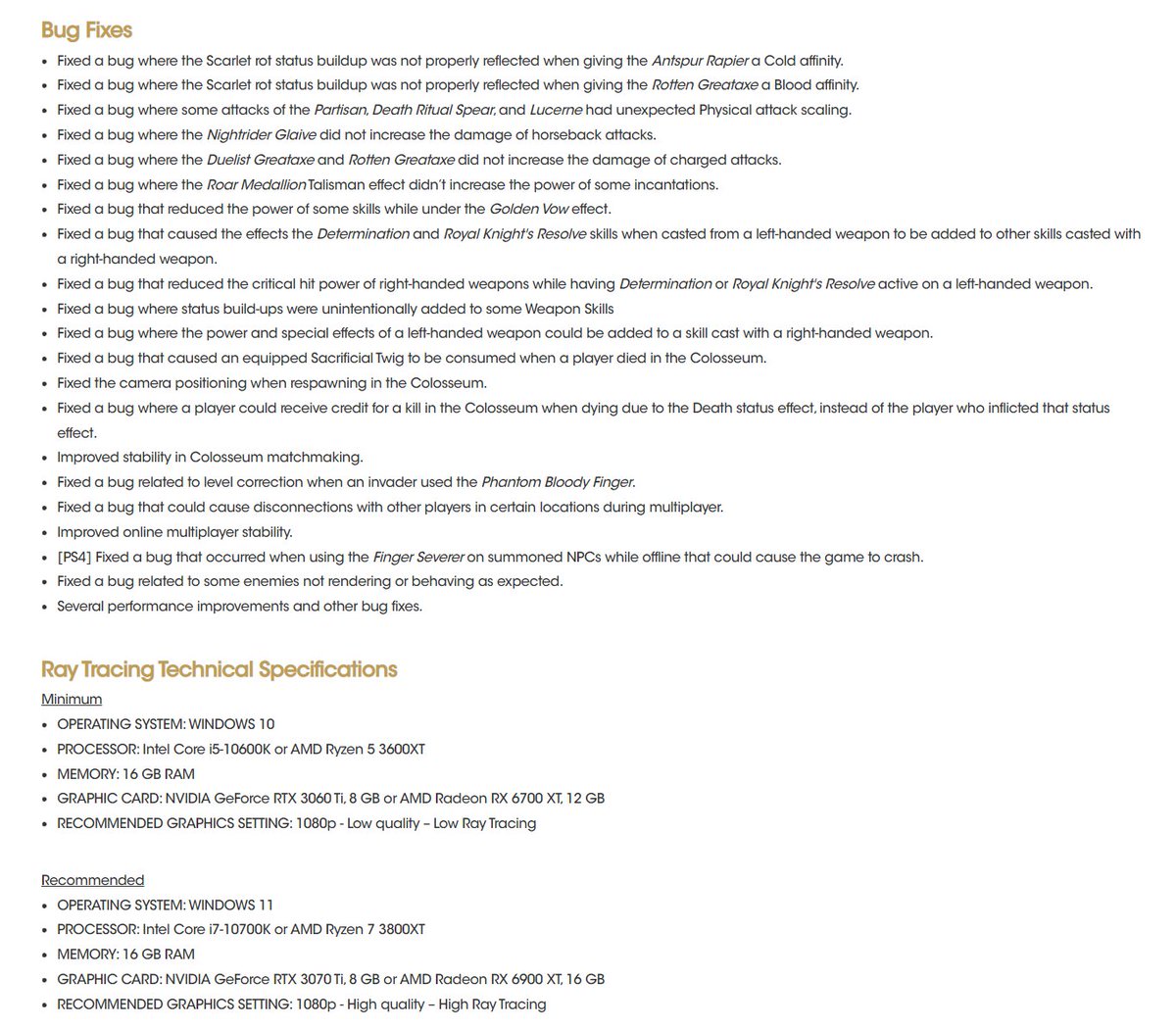 Wario64 on Twitter "Elden Ring now has ray tracing support and more in