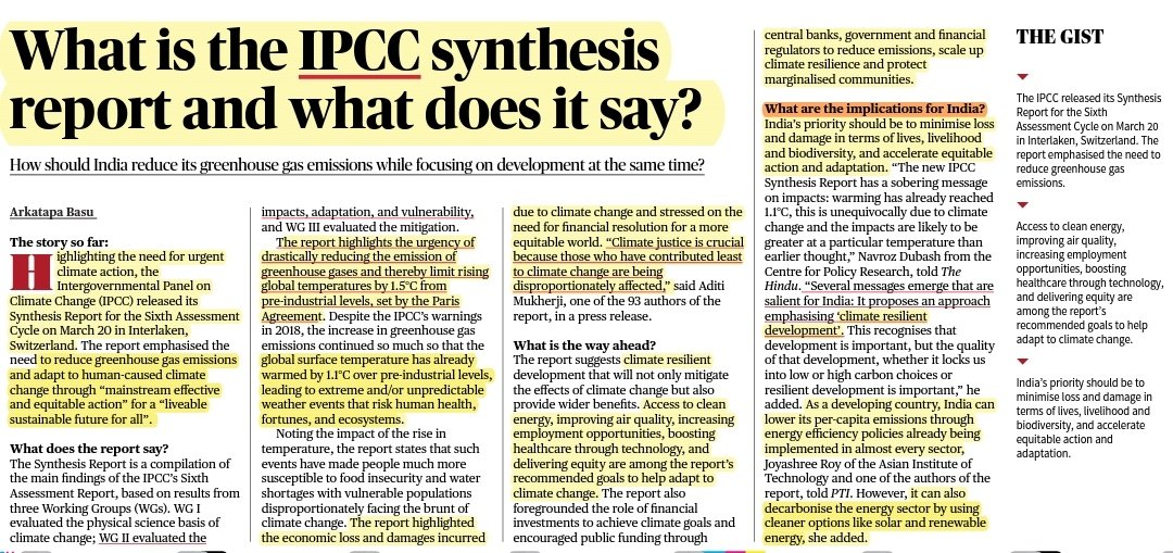 What is the IPCC synthesis report and what does it say?

Source: TH

GS Paper 3: Environment Pollution & degradation, Conservation

#UPSC #IPCCReport #IPCC2023