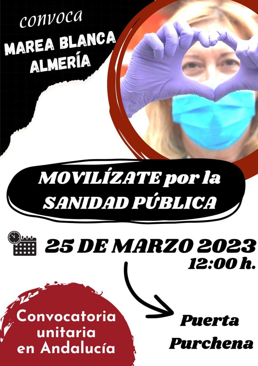 Recuerda que tenemos una cita muy importante este sábado 🤍 con <a href="/MareaBlancaAlm/">Marea Blanca Almería</a>

Por el servicio público de Salud y contra la privatización

#25M #yovoy25M #Almeria #SanidadPublica
