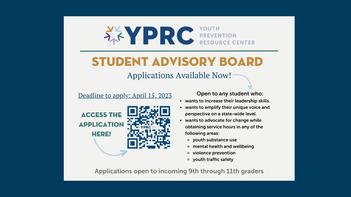 ISBEnews's tweet photo. Do you know high school students who want to play an active role in developing tools to address issues that are important to them? @YPRCil seeks applicants from diverse areas, socioeconomic groups, and life experiences to join their student board. https://t.co/5801m9mXxu https://t.co/Ew0NryaiAg