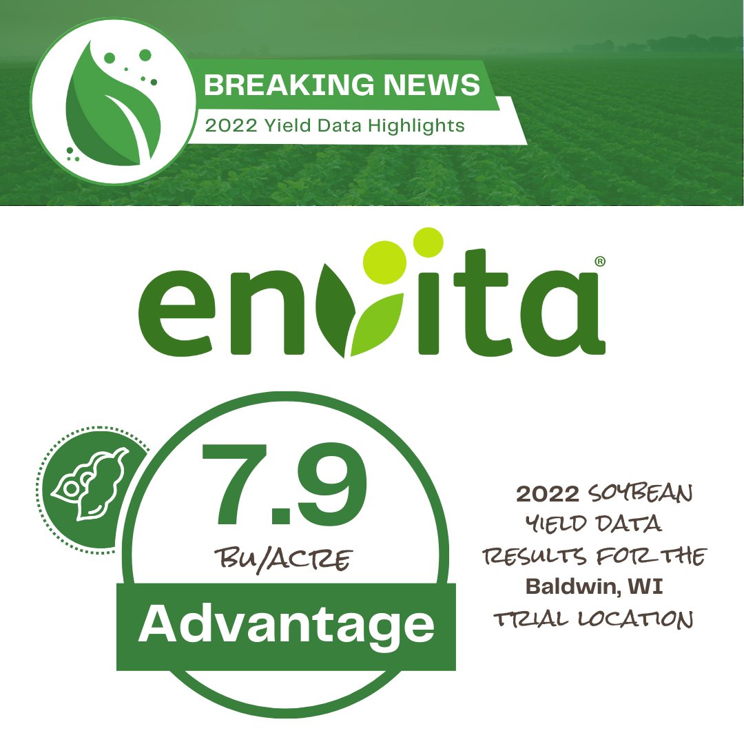 YieldMasterSol's tweet photo. Today we are taking a virtual road trip to #BaldwinWI to see the performance of #Envita on #Soybean acres during our 2022 data trials!
For more performance information, visit https://t.co/eKRcRrkEaY
.
.
#YieldMasterSolutions #YMS #Nitrogen #NitrogenFixer #NFixer https://t.co/fuDMPzRWZB