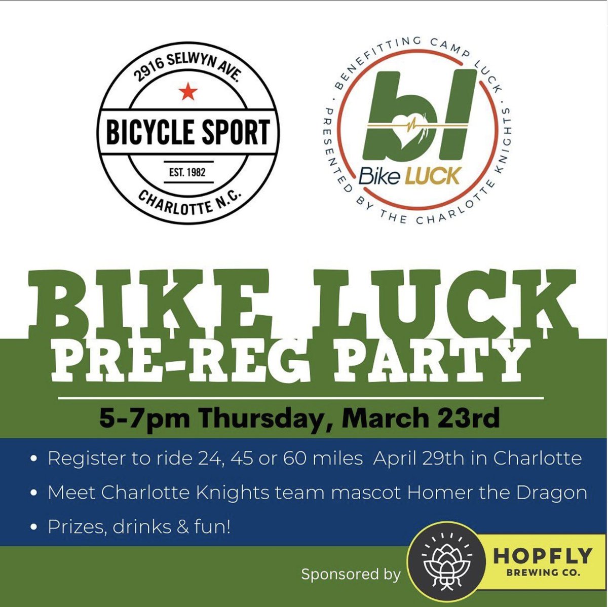 🚴🏿🚴🏻‍♀️🚴🏽‍♂️ Just a reminder that this is happening today! Stop by for our Bike LUCK Pre-Reg Party from 5-7 PM tonight.

#CampLUCK #heartkids #heartwarriors