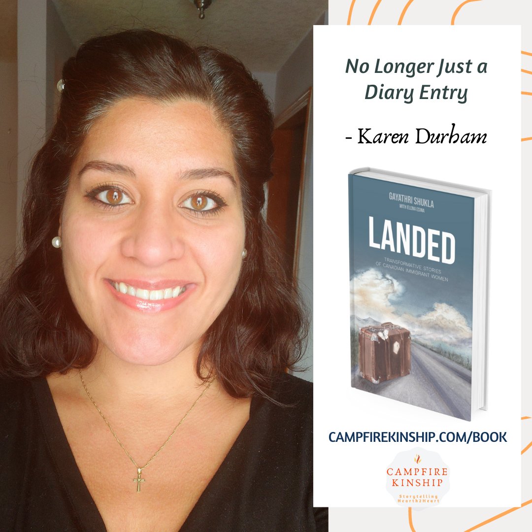 CampfireKinship's tweet photo. Meet Landed’s co-author, Karen Durham; her story is titled, “No Longer Just a Diary Entry”. 

#LandedYYC #immigrantwomenstories #womensupportingwomen #writingcommunity #canadianimmigration https://t.co/WC0XGH7LYf
