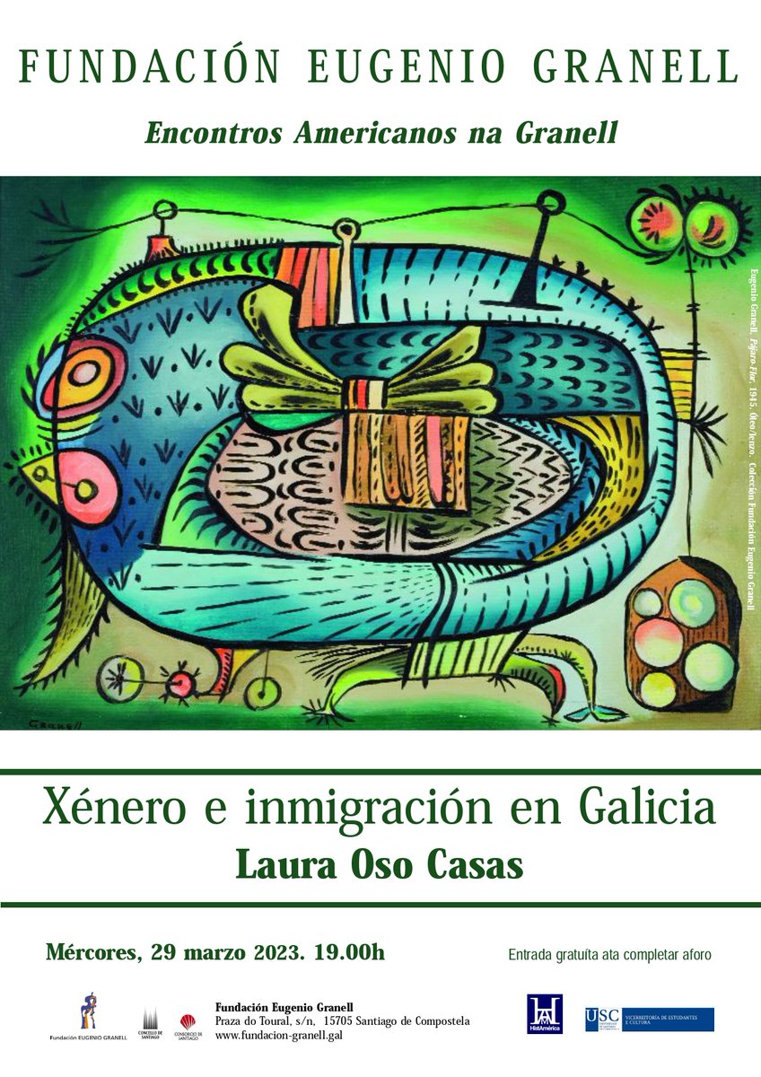 facultadeXH's tweet photo. 💬 'Xénero e inmigración en Galicia'

🗣️ Laura Oso Casas (@UDC_gal)

🗓️ Mércores 29 de marzo, 19h
📍 @FundGranell 

Organiza o grupo @histamerica https://t.co/EXaJuBSlUe
