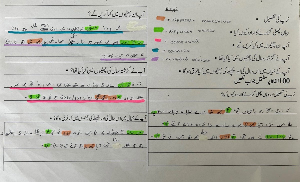 A piece of writing about My holiday by Faheema in Year 10 Urdu, using a rainbow writing technique.
@BVGAcademy #ConfidentLearners