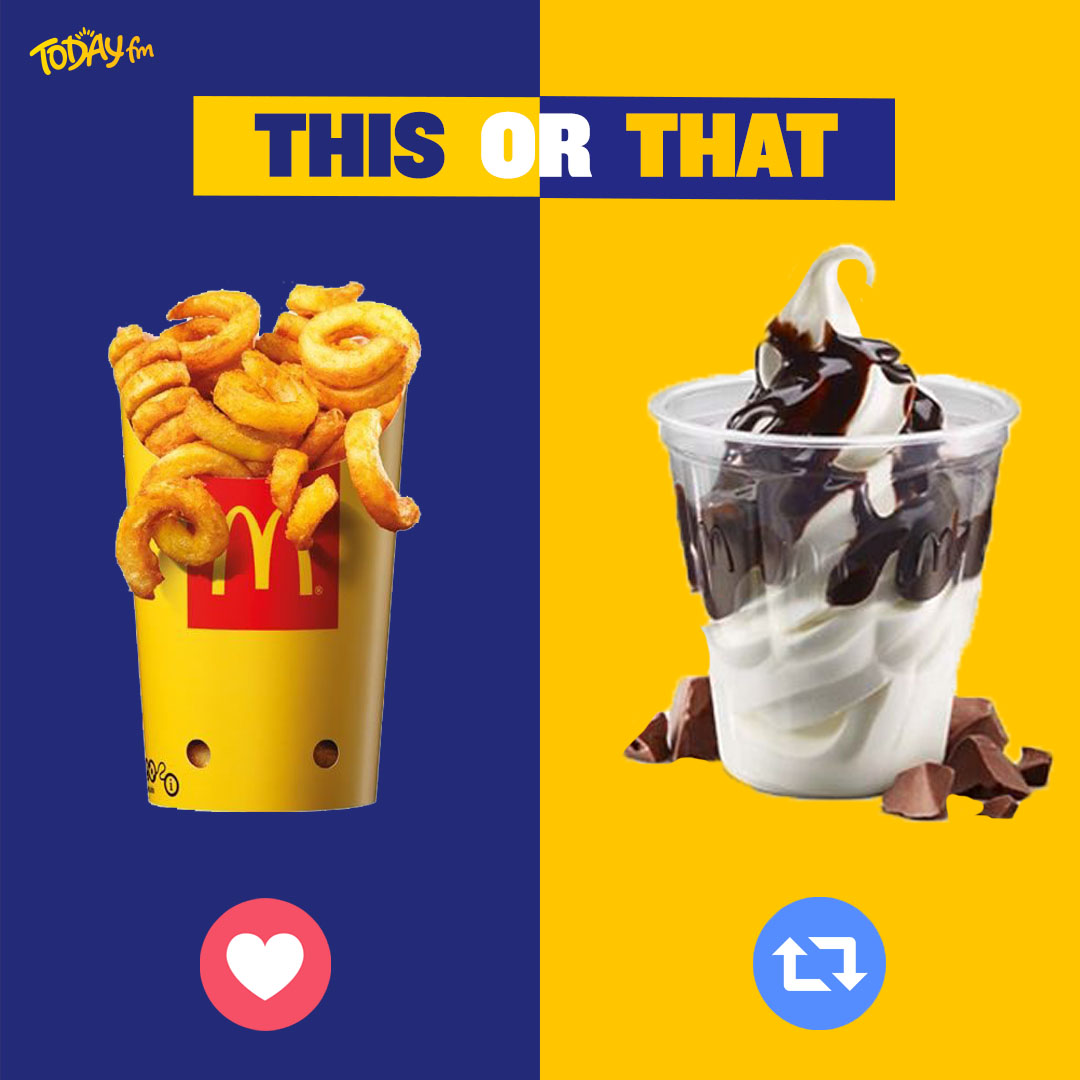 TodayFM's tweet photo. A petition has been launched to give Ireland back the iconic Mcdonald’s Sundae 🍦

Which got us thinking, if we could have one back - which would it be? ⬇️

💛 Like = Curly Fries
🔁 Retweet = Sundae https://t.co/IhsNKFp0UG