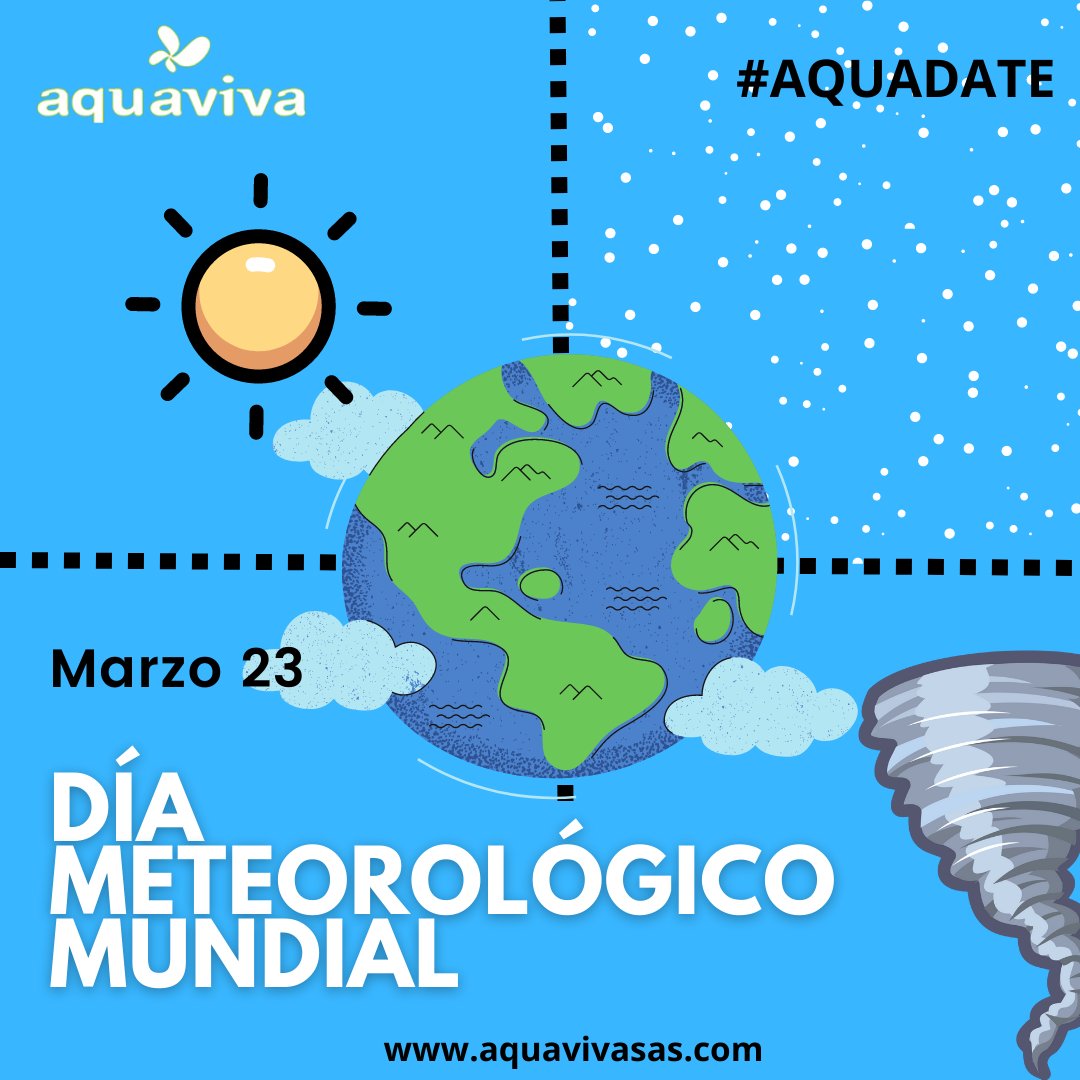 AquavivaSAS's tweet photo. En 1950 entró en vigor el Convenio por el cual se creó la Organización Meteorológica Mundial (OMM). Hoy se conmemoran 73 años de este importante que ha brindado bienestar al mundo. #clima #aquaviva #aquadate #meteorologia https://t.co/udw0Q4g7N7