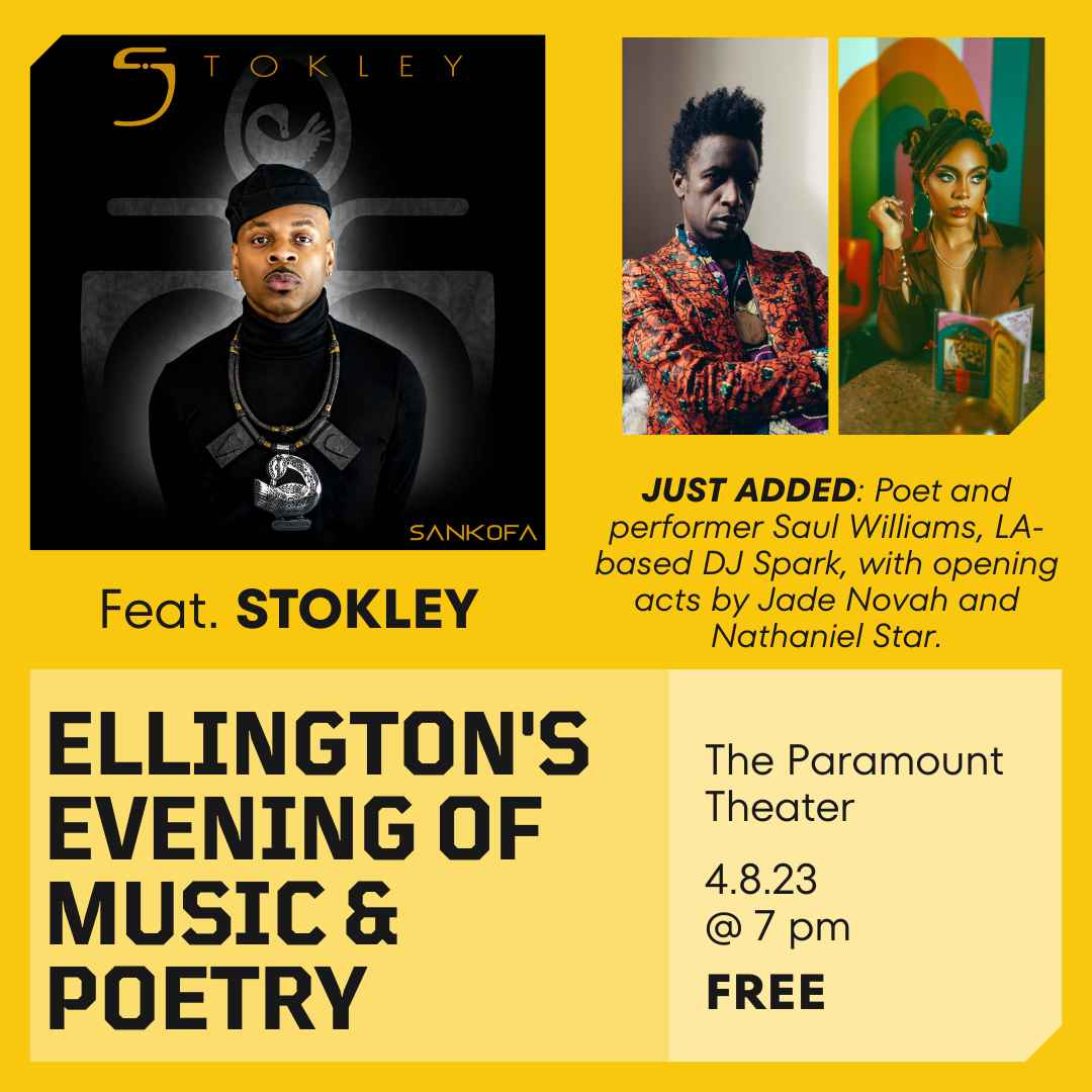UVADiversity's tweet image. Join us for Ellington's Evening of Music and Poetry. Feat. @StokleyOfficial at @cvilleparamount on April 8 at 7pm. FREE! dei.virginia.edu/ellingtons-eve…