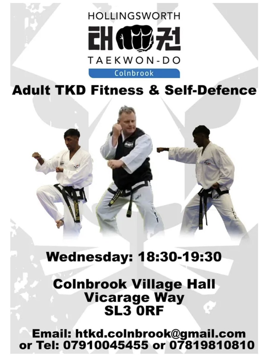 ColnbrookVH's tweet photo. Our friends at Hollingsworth Taekwon-do are now running adult classes here at Colnbrook Village Hall. https://t.co/BFP0AJdpGX