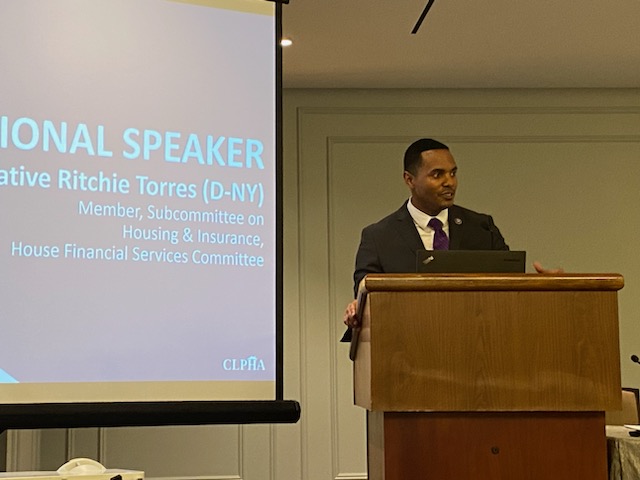 NYCHA's tweet photo. 🙏to @CLPHA for bringing @NYCHA &amp; housing agencies from across the nation to the Spring Mtg. Interim CEO, Lisa Bova-Hiatt introduced @RitchieTorres, Congressional keynote speaker at #CLPHA - proud former #NYCHA resident &amp; NY US representative from the Bronx. #publichousingmatters https://t.co/I3la69JvMA