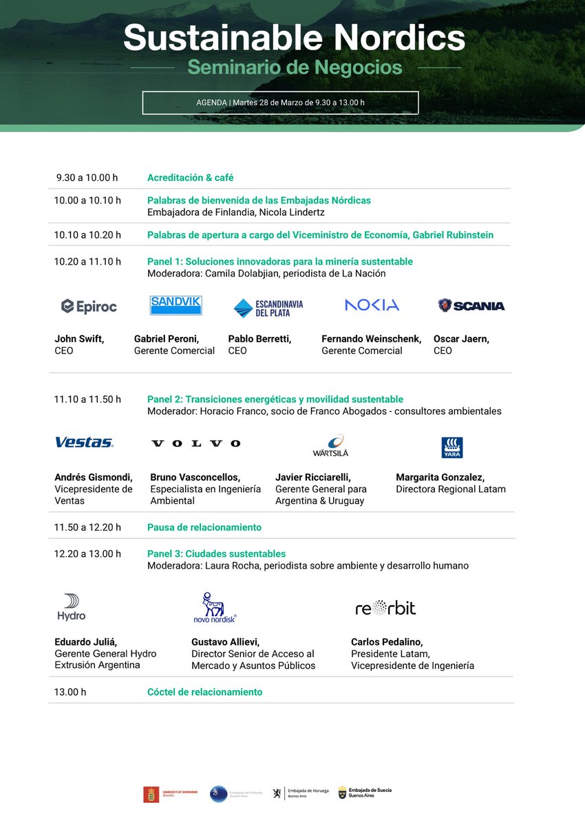 Hoy es el Día de los países Nórdicos #NordensDag 🇩🇰🇫🇮🇦🇽🇳🇴🇸🇪 
En Buenos Aires celebramos en el marco de #SustainableNordics el 28 de marzo, destacando soluciones sustentables para la transición verde y digital.