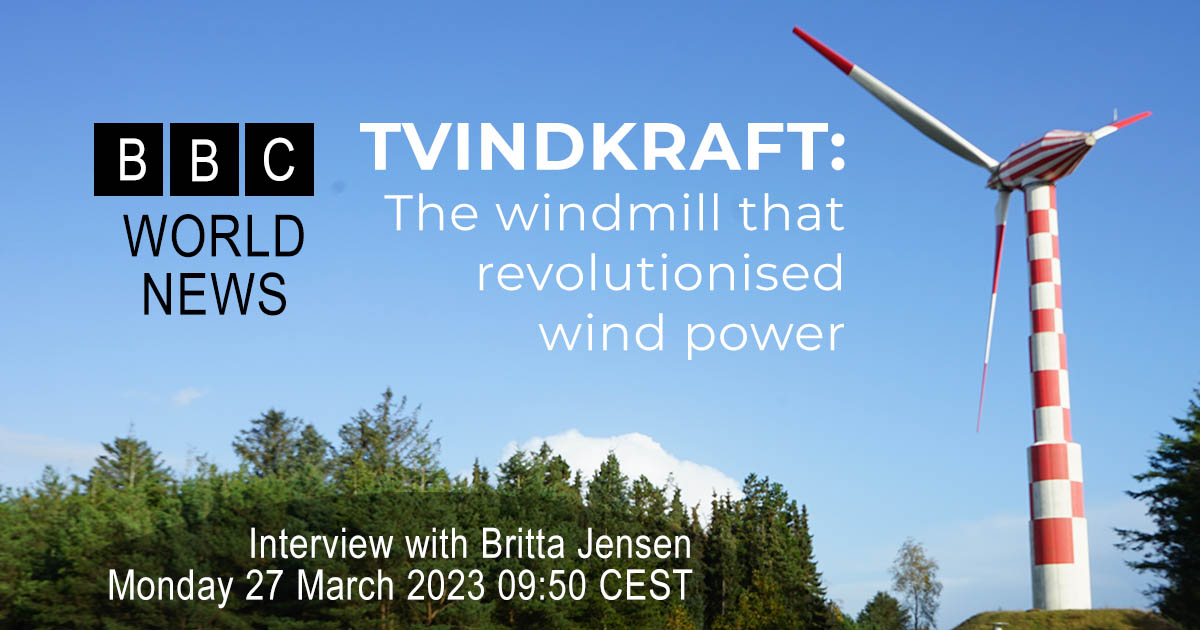 Tvindkraft's tweet photo. 🟥⬜️🟥⬜️
⬜️🟥⬜️🟥  Coming soon! 

Britta from #Tvindkraft is featured in BBC World Service's "Witness History" on Monday. 🙂

#WindTurbine #WindPower #BBCWorldNews https://t.co/HZX2AvXaG2