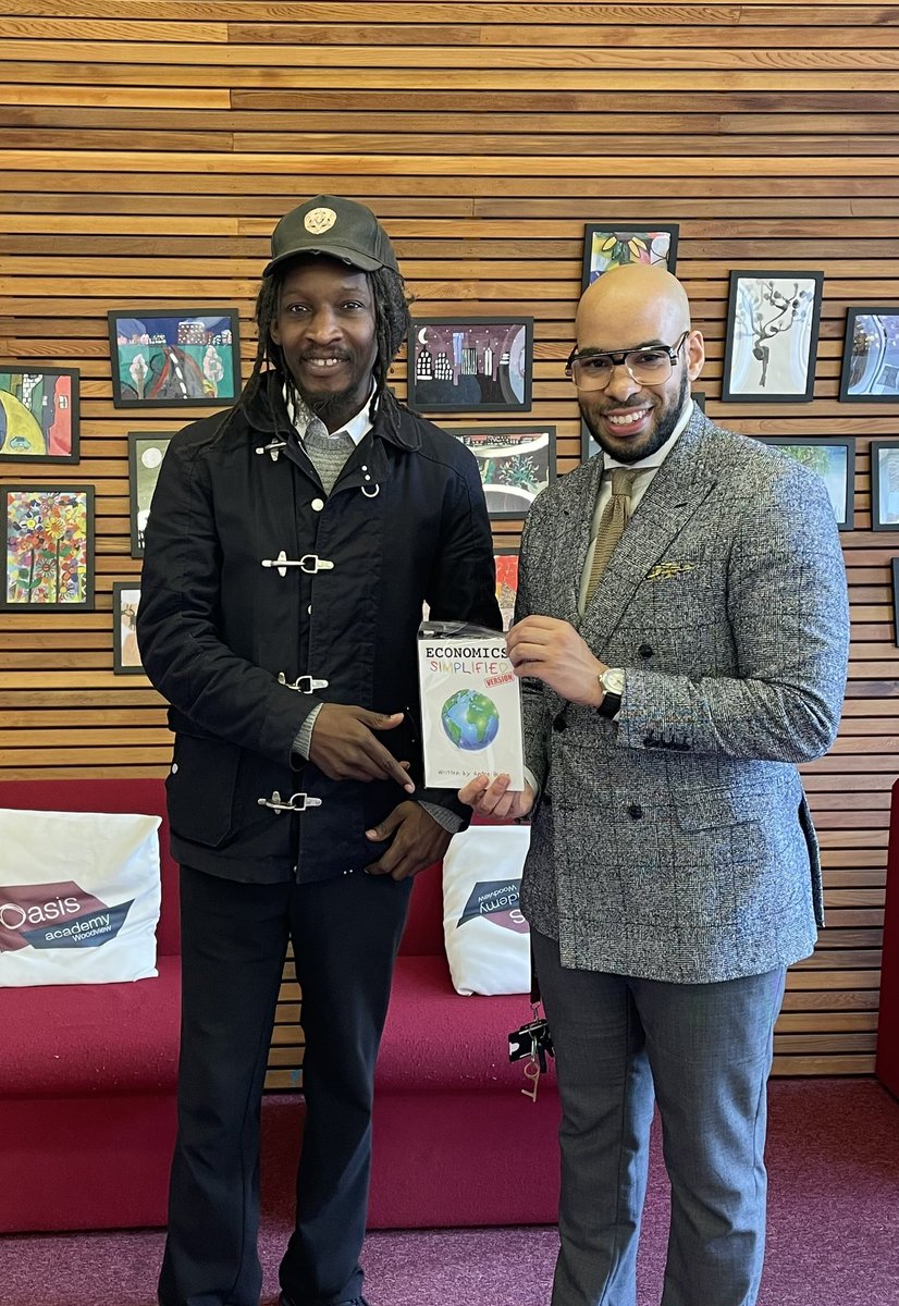 Great to meet Andre Burke today. Andre was a pupil at Woodview; he left in 1992. Andre gave use a copy of his book (Economics simplified) which helps young people understand economics and finances.