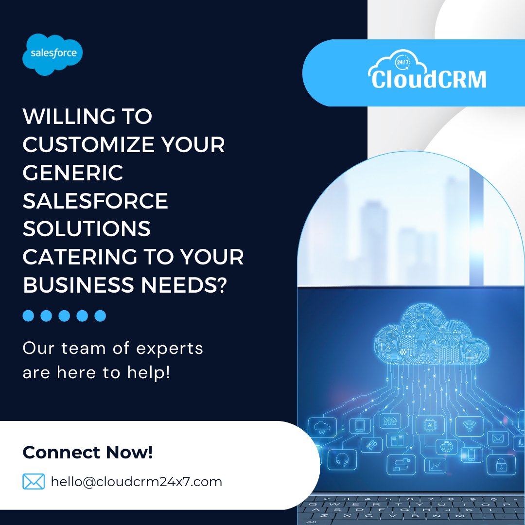 Crm24x7's tweet image. Our Experts help in customize Salesforce to match business processes and workflows of your organization.
Consult our experts @ hello@cloudcrm24x7.com
#salesforce #salesforcecertified #salesforcecustomization #salesforcemanagedservices #salesforceresources #salesforcedevelopers