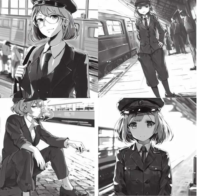 帽子の指定から攻めた方が鉄道員っぽく出てくるが、欧風の絵柄が出やすくなってしまうので打率は高くないですね・・・なんか別のアプローチはないかな 
