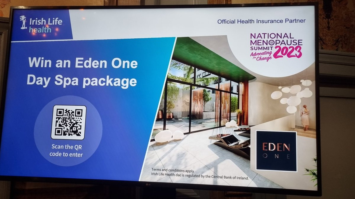 Calling all #nationalmenopausesummit guests 📢 don't forget to enter our competition to win a spa package at Eden One Day Spa. Just scan the QR code on screen in the @MansionHouseDub lobby