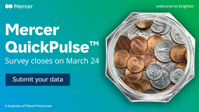 LizzieFe's tweet photo. Our Mercer QuickPulse #Compensation Planning Survey is now open ��� covering budget increases, salary structure adjustments and a new section on #PayTransparency for 2023. Submit your data by March 24 to unlock your free results. #HR https://t.co/fujdROIUUt https://t.co/l1fcHZU4CZ