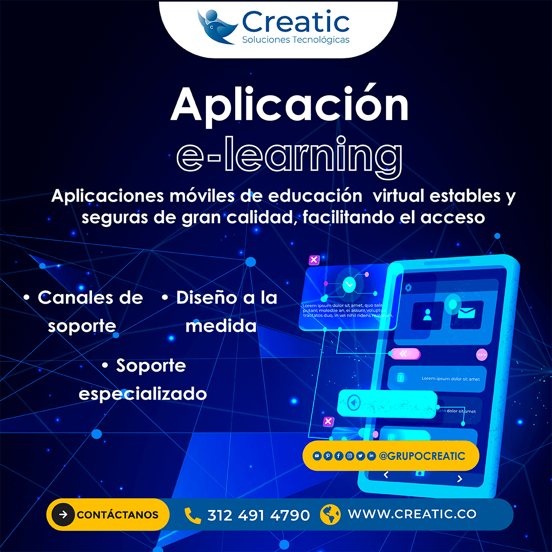 creamostic's tweet image. Desarrollo de Software  Aplicaciones móviles en educación virtual
✔ Accede desde cualquier dispositivo a tu plataforma móvil 📲 312 491 4790.

#SoftwareaLaMedida #DesarrolloDeApp #AppElearning #DesarrolloDeSoftware #EducacionVirtual