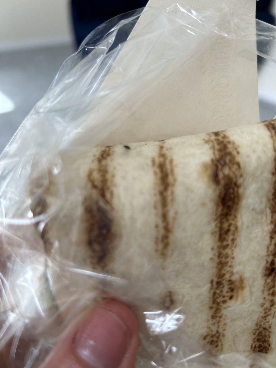 MissBarradell's tweet photo. @GreggsOfficial Just found this little fella crawling in my wrap from your wigston store 😳 https://t.co/W2a2tL7Fgn