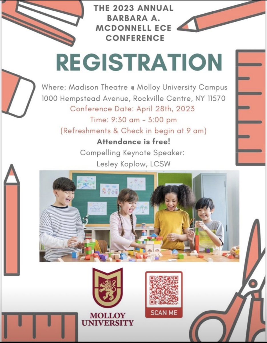lpelusoteacher's tweet photo. Please join us for a wonderful day of collaboration, growth, and play! All for free on April 28th! MolloyEdProud #ECEconference https://t.co/oBzqV3K1aB