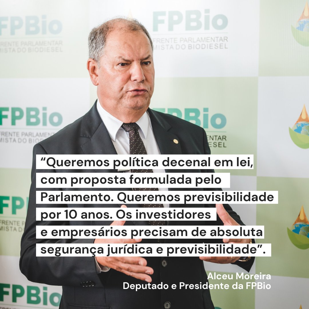 FPBio - Frente Parlamentar Mista do Biodiesel (@fpbiodiesel) on Twitter photo Ao tomar posse como presidente da #FPBio, o deputado <a href="/Alceu_Moreira/">Alceu Moreira</a> destacou várias ações que a frente parlamentar vai conduzir. Entre elas, estabelecer em lei, com proposta formulada no Congresso, de prazos mais longos para ser possível planejar a produção de #biodiesel. Ao tomar posse como presidente da #FPBio, o deputado <a href="/Alceu_Moreira/">Alceu Moreira</a> destacou várias ações que a frente parlamentar vai conduzir. Entre elas, estabelecer em lei, com proposta formulada no Congresso, de prazos mais longos para ser possível planejar a produção de #biodiesel.