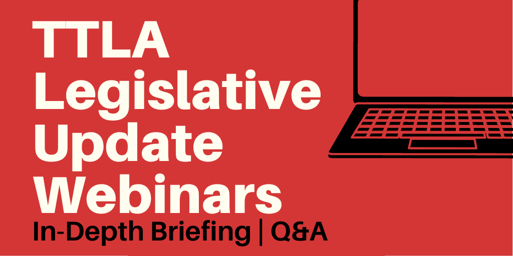 TTLA_'s tweet photo. 📣 @TTLA_ has testified on numerous bills this week and #TeamTTLA will have a LOT to report on this Friday (3/24) at 10:00AM. ✔️ So, plan to join us for a full briefing at the TTLA Legislative Update Webinar! Register at https://t.co/yvMrZ0oYbx.
#the7th https://t.co/j8YpJFlI0f