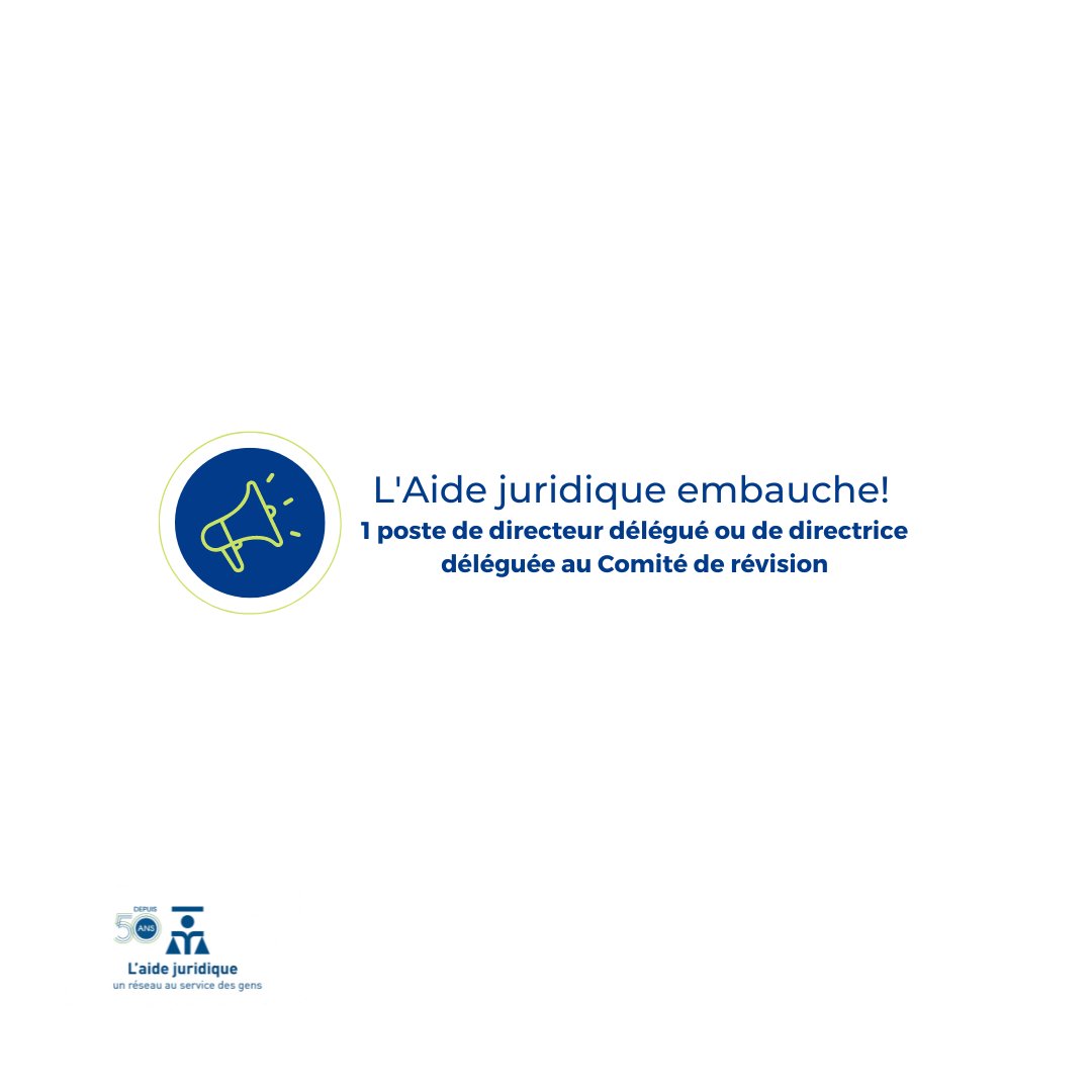 La_CSJ's tweet photo. La Commission des services juridiques est à la recherche, d’un directeur délégué ou d'une directrice déléguée au Comité de révision. Les candidatures seront acceptées jusqu'au 5 avril.
👉https://t.co/MoZIN3L1rp https://t.co/2g9ZKswtft