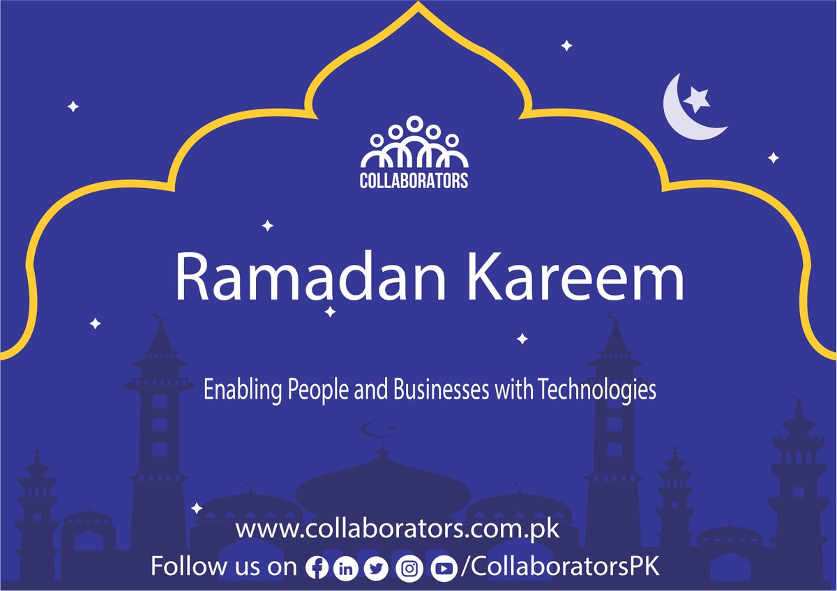 CollaboratorsPK's tweet photo. COLLABORATORS wishes you a blessed and peaceful Ramadan. May this holy month bring an abundance of joy, good health, prosperity, and countless blessings. Let us come together in the spirit of kindness and generosity during this auspicious time! 🌙
#RamadanMubarak
#CollaboratorsPK https://t.co/E2aqGyoazb