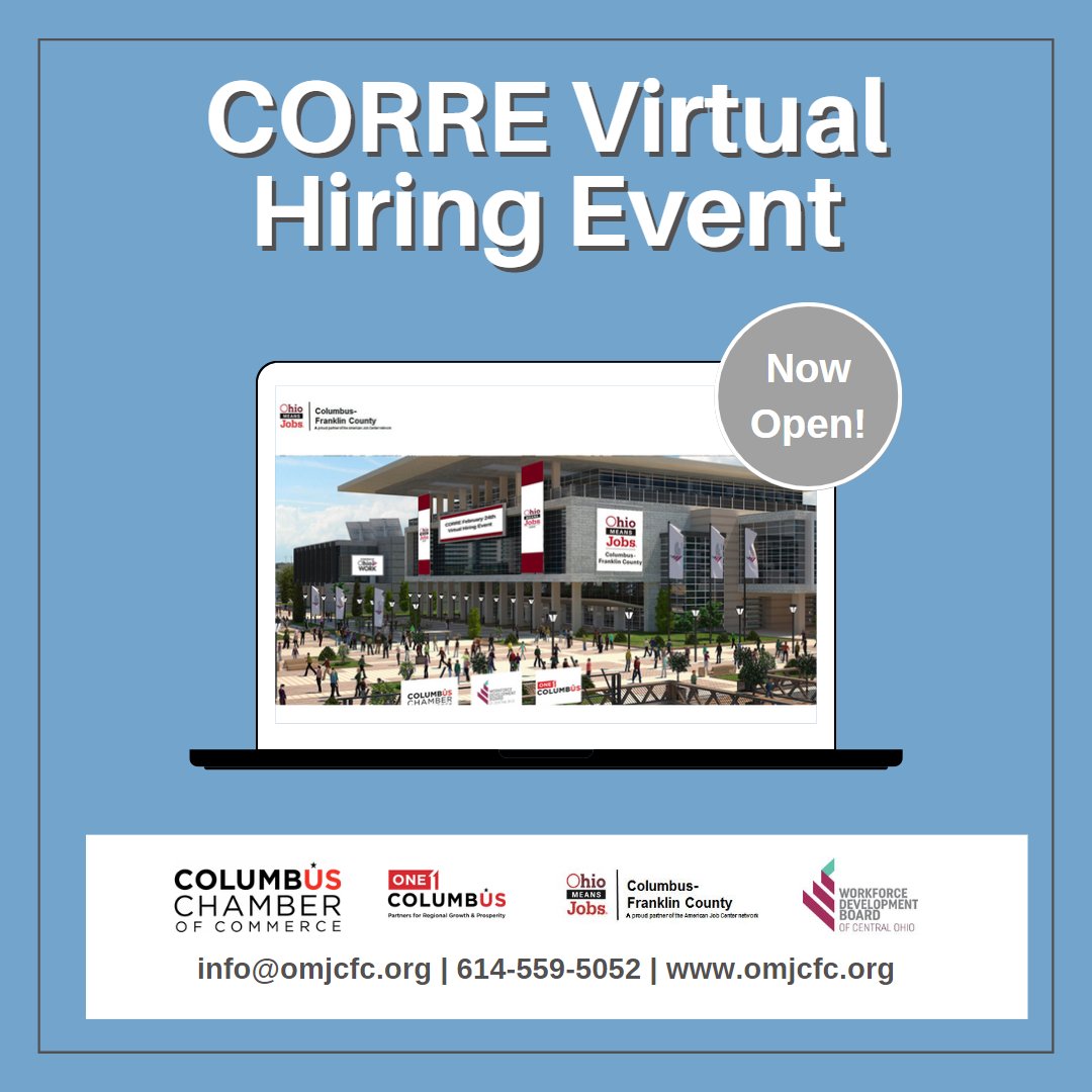 Looking for your next great career opportunity? Join us for our March CORRE Virtual Hiring Event where you can connect with over 20 Central Ohio employers and community partners. Visit omjcfc.org/job-seeker-ser… to get started!