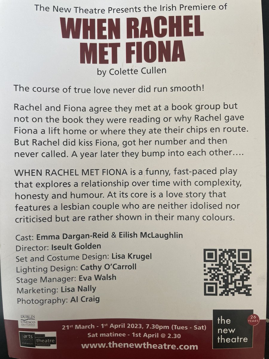 DMulrooney's tweet photo. We enjoyed this cute relationship play, which anyone could identify with @The_New_Theatre last night ❤️ Brava 👏’When Rachel met Fiona’ ❤️‍🔥❣️❤️ 🎭 https://t.co/Do1NFiBofi