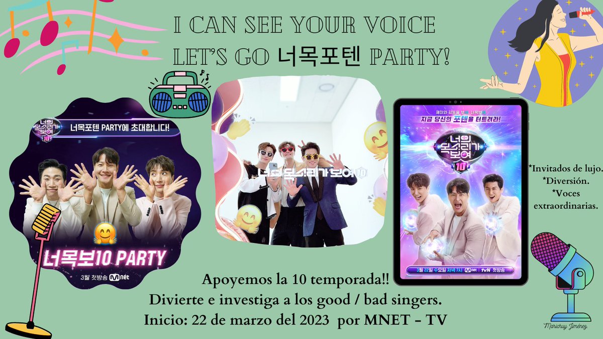 marichuy705's tweet photo. ¡Hola!
~ Ya inició Can See Your Voice 10, los nuevos participantes vienen con todo.
Apoyemos a MC LeeTeuk, por favor, gracias.
Let’s Go 너목포텐 Party!

CANAL: https://t.co/0zhnNwFwQC

#너목보10 #LEETEUK 
#슈퍼주니어이특 
#이특 #ICanSeeYourVoice10 @special1004 https://t.co/KTGbvvXVVM