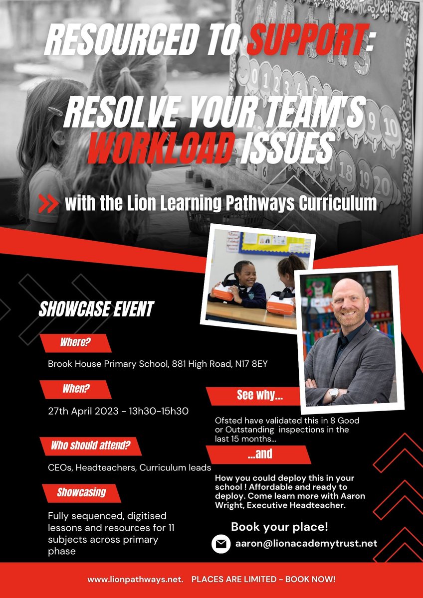 Come and meet with <a href="/aaronlionlearn/">Aaron Wright</a> to see how our amazing Lion Learning Pathways can transform  teaching and learning in your school - by subject, key stage or across the whole primary phase! 27th April - Brook House Primary School...book now!!