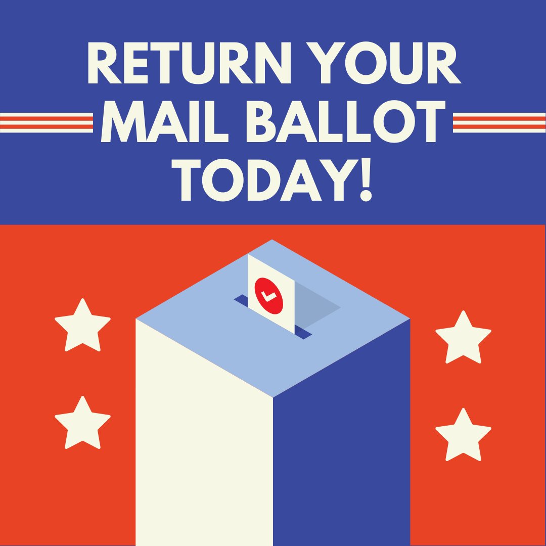Return your maill ballot today! Find all Vote by Mail information here: bit.ly/3Lk3ZWt