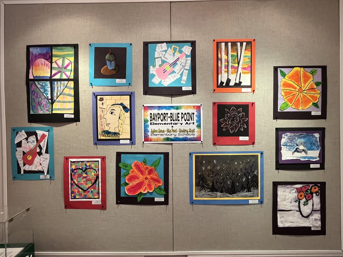 MsWhitneyBBPArt's tweet photo. Some of the fantastic artwork showcased at the BAFFA Elementary Art show in Sayville! @mrs_bbp and I were so proud to show off our talented BBP artists! @BPESchool @AcademyBBP @BBPSylvan @BBPArtandMusic @BBPSchools https://t.co/d5aJAYX3Ba
