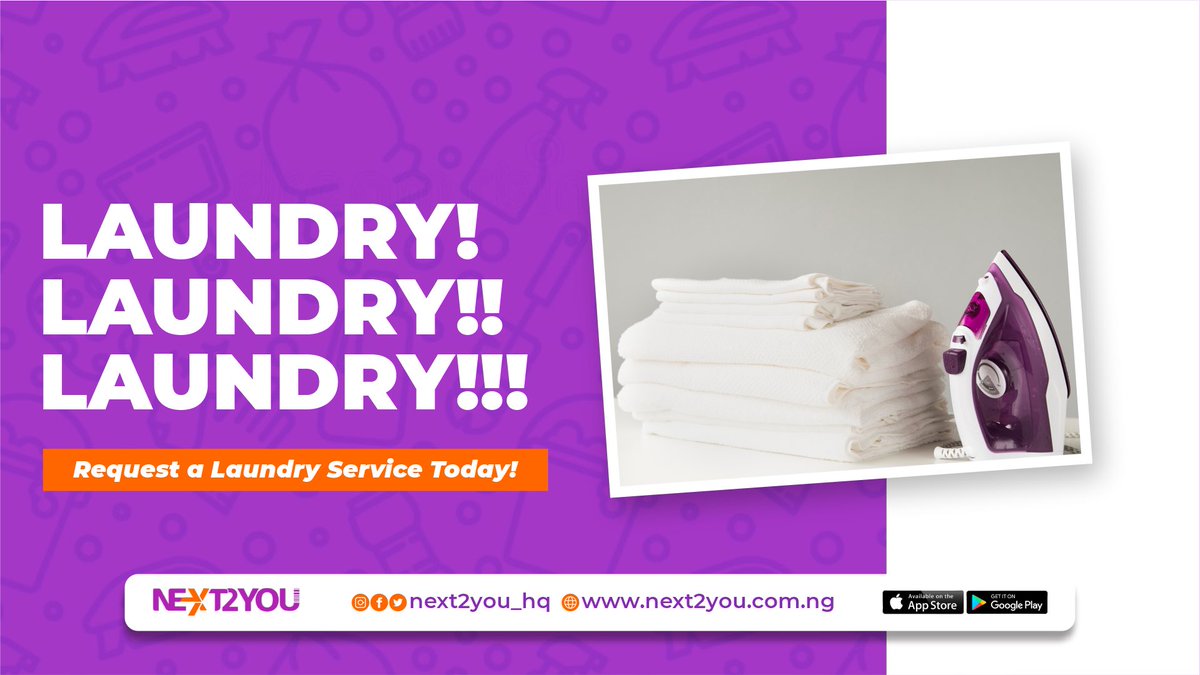 Next2you_hq's tweet photo. Have you tried our laundry service? 

Request a pro today! 

@next2you_hq is the easiest way to request a professional for all your home and office needs. 

#cleaning #painting #plumbing #carpentry #interior #laundry #fumigation https://t.co/fMEzseGMLS