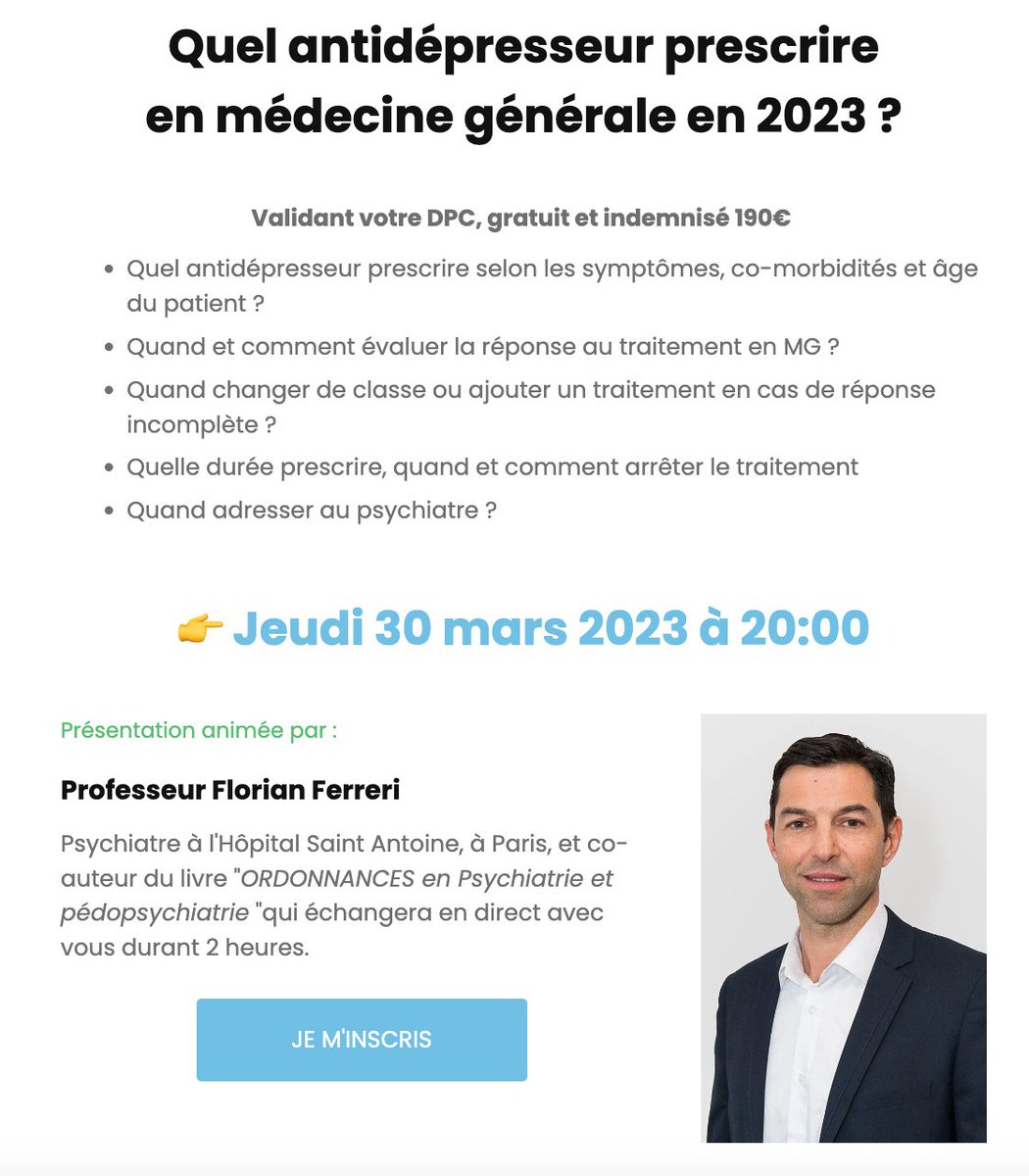 GuidelineCare's tweet photo. Masterclass Psychiatrie en MG, venez nombreux pour actualiser vos connaissances dans la bonne humeur sur le traitement de la dépression en MG tout en validant votre DPC gratuitement 🚀🚀🚀 Jeudi 30/03 20:00 Cliquez-ici pour vous inscrire : https://t.co/GmymGuxIQR https://t.co/9E3keXO9Xw