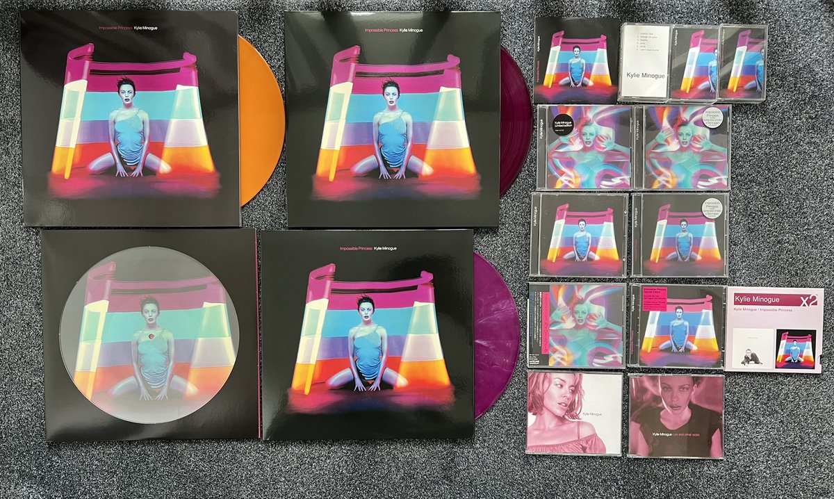 spsmith136's tweet image. @kylieminogue #ImpossiblePrincess released 25 years ago today in #UK!! 3 #singles #SomeKindOfBliss #DidItAgain #Breathe…orig chart #number10, but after #vinyl release, a new chart position of #number5!! #vinyl #colouredvinyl #picturedisc #CD #cassette @mrsteveanderson 😊🎶💃🏼🕺🏼 x