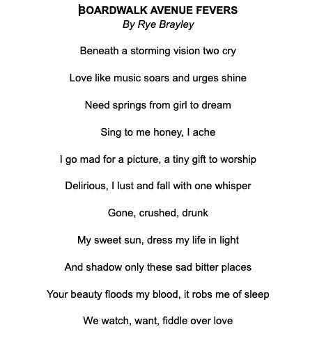 RyeBrayley's tweet photo. BOARDWALK AVENUE FEVERS 

#poetry https://t.co/RfsvPaeEs4