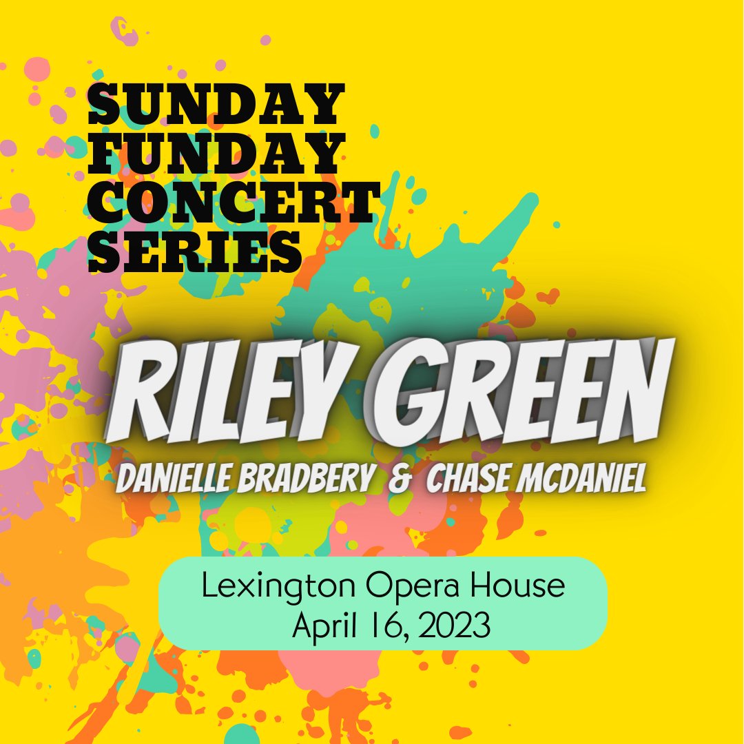LexOperaHouse's tweet photo. *JUST ANNOUNCED* @981THEBULL and @Hardees present Sunday Finday with @RileyGreenMusic at the historic Lexington Opera House Sun., April 16th. Pre-sale tickets will be available Tues., March 28th. Tickets officially go on sale Thurs., March 30th. https://t.co/c24YnX4JyB